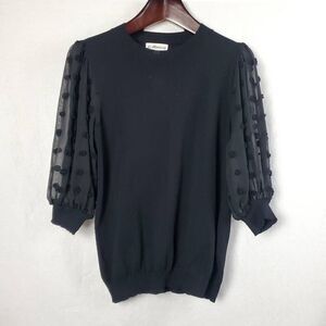Macaron Medium Black Bubble Sleeve Sweater